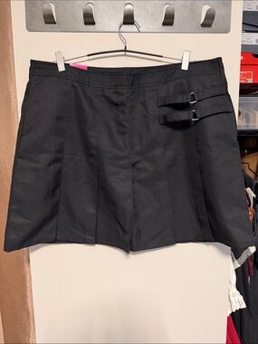 French Toast Black Pleated Skort with Dual Side Buckles